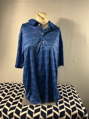 Greg Norman Collection Blue Wave-Pattern Polo